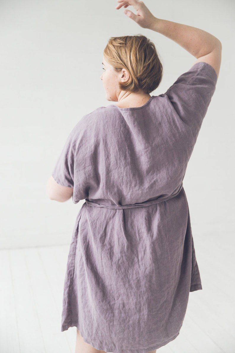 Loose Linen Dress, Women Dress With Belt, Oversize Linen Dress