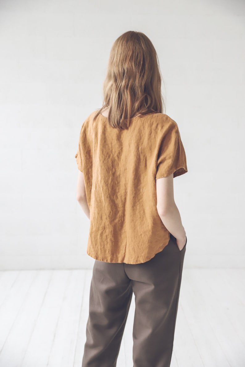 Loose Linen Top / Oversized Linen Tee / Blouse for Women