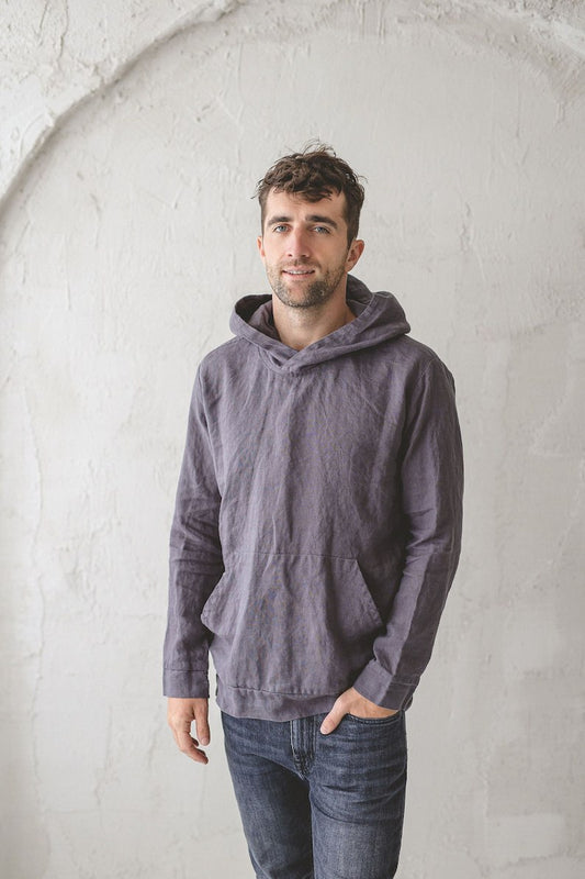Linen Hoodie For Active Spare Time For Men, With Pocket, Unisex Linen Hooded Blazer, Men Beach Linen Shirt, Linen Coat For Men
