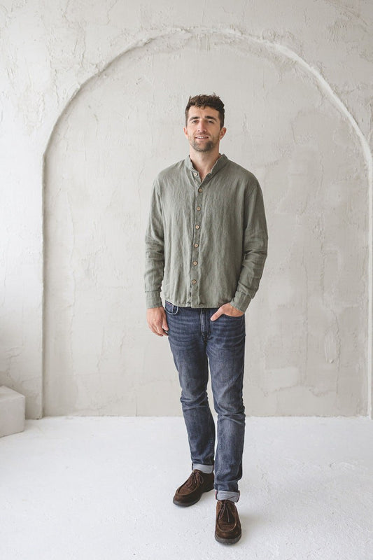 Oxford Linen Men Shirt / Basic Men’s Linen Shirt / Buttons Down Men Shirt / Linen Clothing For Men