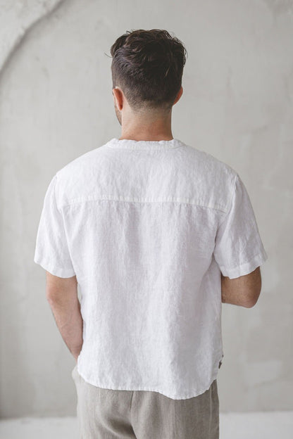 Men's Linen Shirt, Short Sleeve Linen Shirt, Button up Men's Linen Shirts, Classic Pressed Collar Linen Summer Men's Shirts