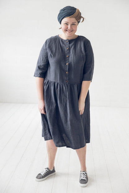Swing Linen Dress Large Size, Oversized Linen Dress