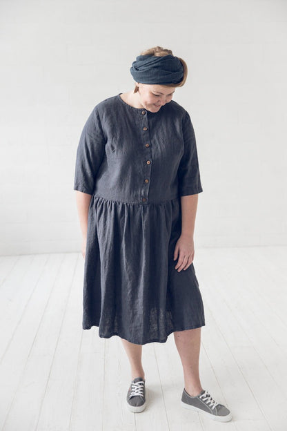 Swing Linen Dress Large Size, Oversized Linen Dress