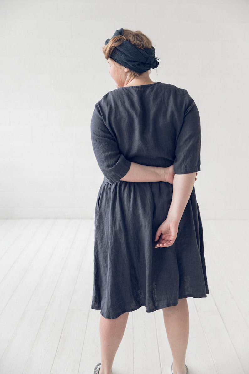 Swing Linen Dress Large Size, Oversized Linen Dress
