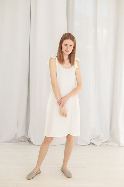 Summer Linen Dress, Slip Woman Dress, Midi Linen Dress, Spaghetti Strap Dress
