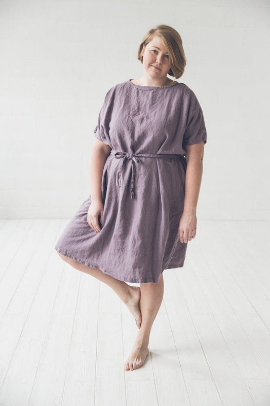 Loose Linen Dress, Women Dress With Belt, Oversize Linen Dress