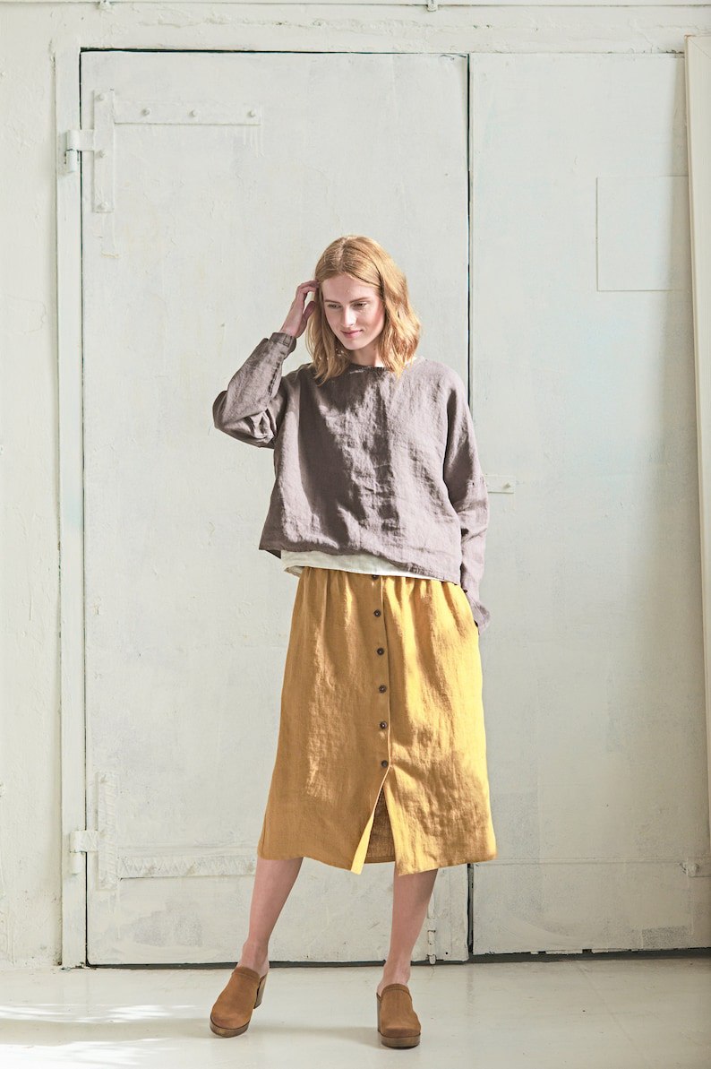 Loose Linen Top / Casual Linen Blouse / Short Oversize Top