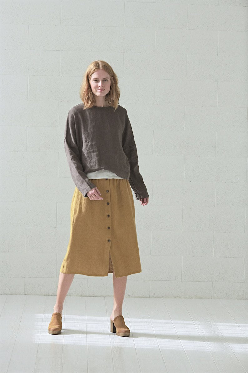 Loose Linen Top / Casual Linen Blouse / Short Oversize Top