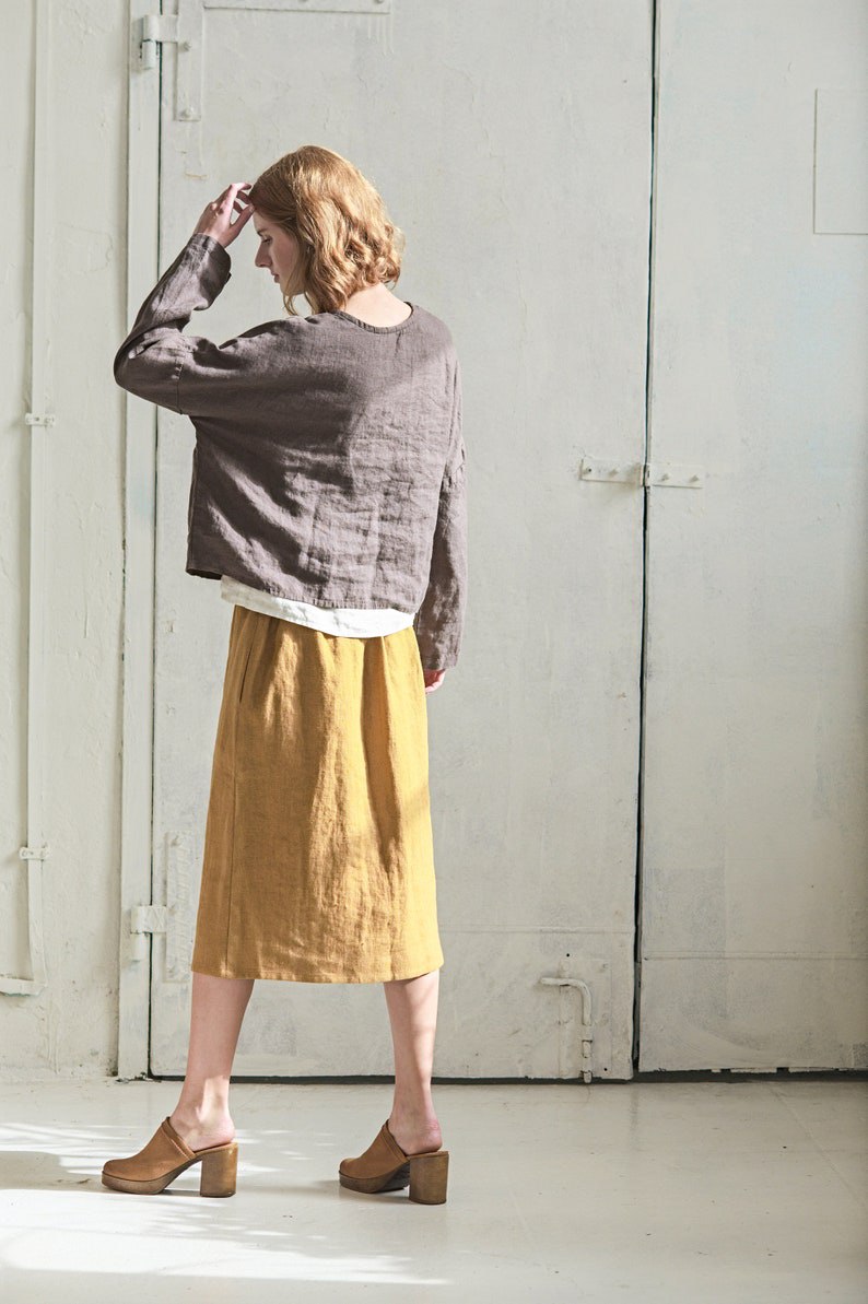 Loose Linen Top / Casual Linen Blouse / Short Oversize Top